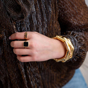 The Thick Bridgette Bamboo Stretchy Bracelet in Gold