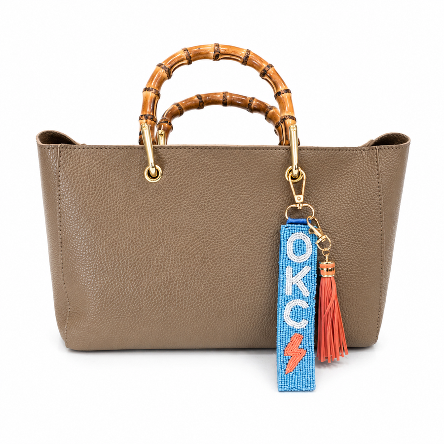 OKC Thunder Gameday Beaded Keychain Purse Charm I Handmade I Sideline Society Exclusive Spirit Accessory