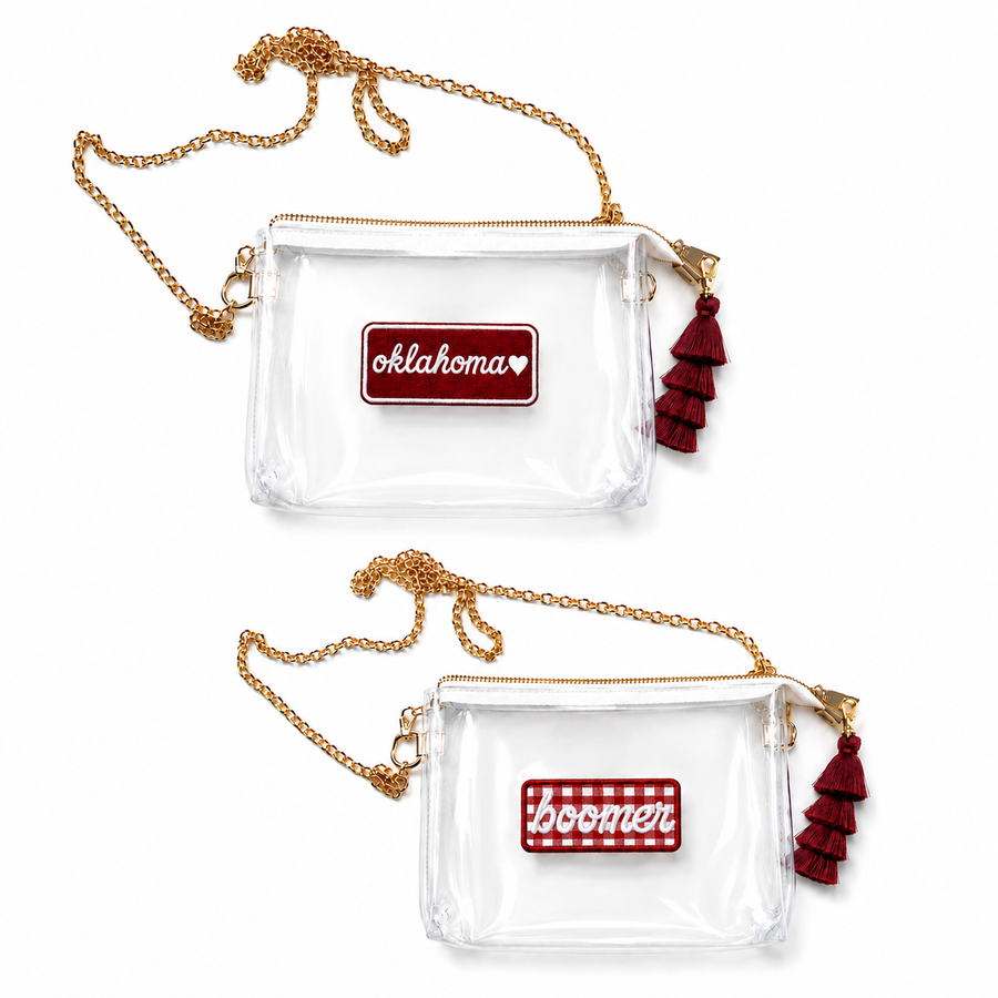 The Perfect Clear Gold Chain Gameday Bag + Exclusive Patch -Gingham