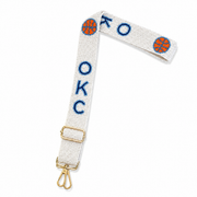 Hand Beaded OKC Thunder Gameday Strap – Adjustable Bag Strap, Blue Beaded Purse Strap for Basketball Fans, Game Day Accessories - OKC BASKETBALL