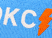 Handmade Beaded Gameday Custom Coin Purse | Bag for Clear Stadium Bags | OKC Thunder | Oklahoma  I Bright Blue with Bolt