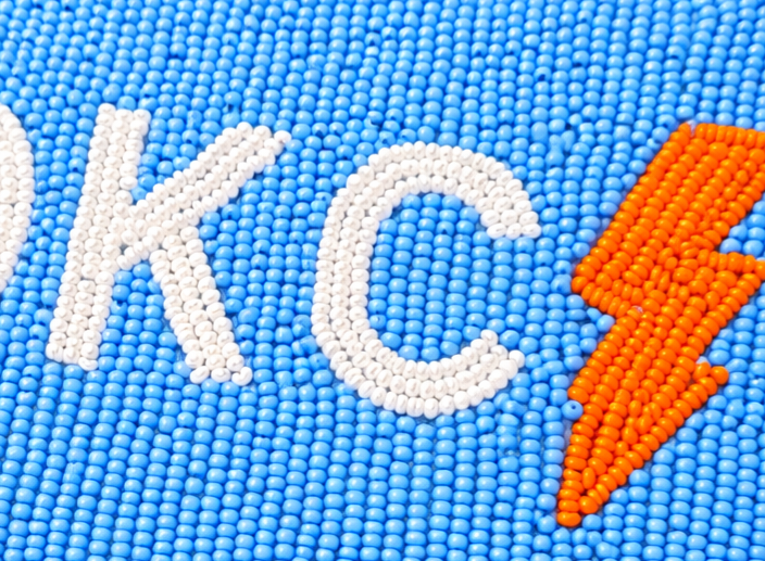 Handmade Beaded Gameday Custom Coin Purse | Bag for Clear Stadium Bags | OKC Thunder | Oklahoma  I Bright Blue with Bolt