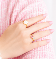 The Eloise Dainty & Delicate Pink and Gold- Plated Adjustable Ring