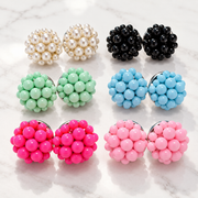 The Jackie Ohhh So Retro Beaded Cluster Earrings in Pearls