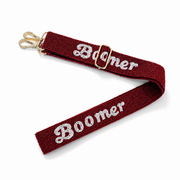 Hand Beaded Gameday Strap – Adjustable Bag Strap, Crimson Beaded Purse Strap for Oklahoma Football Fans, Game Day Accessories Retro Script