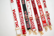 Hand Beaded Gameday Strap – Adjustable Bag Strap, Crimson Beaded Purse Strap for Oklahoma Football Fans, Game Day Accessories White