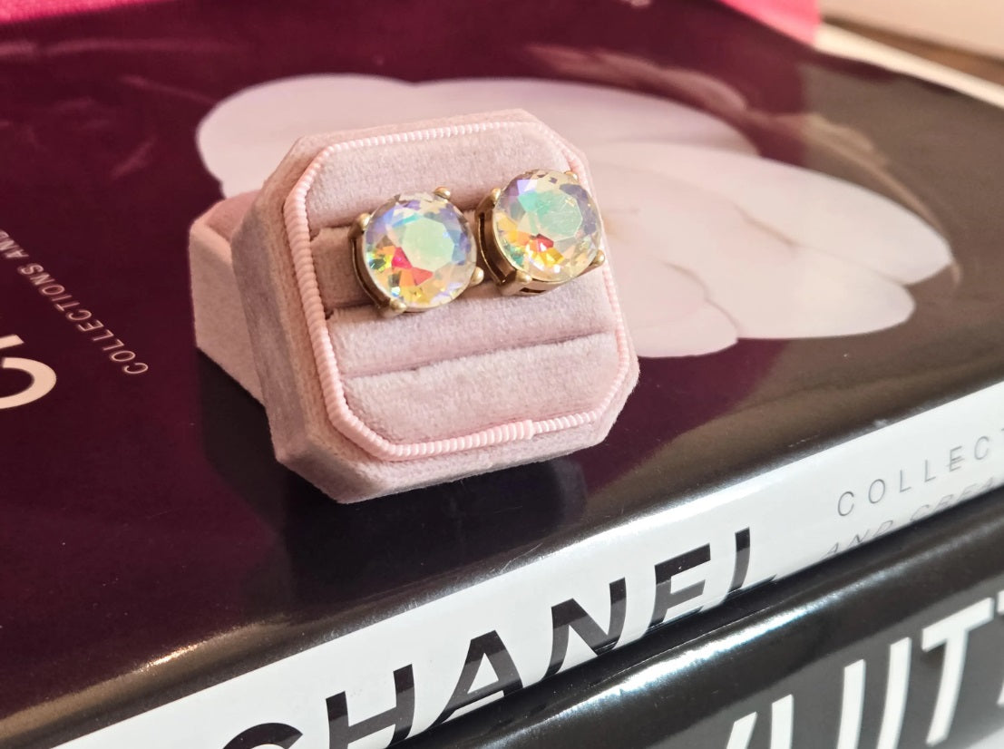 The Marisol Dichroic Round Statement Studs - Dichroic Glass
