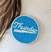 OKC HAND BEADED GAMEDAY BUTTON - PUSH PIN FAN ACCESSORIES