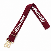 Hand Beaded Gameday Strap – Adjustable Bag Strap, Crimson Beaded Purse Strap for Oklahoma Football Fans, Game Day Accessories Retro Script