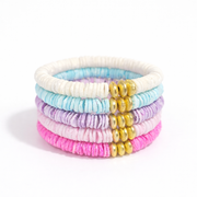 Colorful Shell Bracelet with Brushed Gold Beads I Dainty Stretch Bracelet I Handmade Natural Shell Jewelry I Beach Coastal Summer Gift