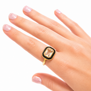 The Zara Gold Enamel Contemporary Ring in Classic Black
