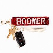 Oklahoma Bag Charm / Keychain / Wristlet Sequins Red