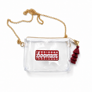 The Perfect Clear Gold Chain Gameday Bag + Exclusive Patch -Gingham