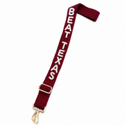 Hand Beaded Gameday Strap – Adjustable Bag Strap, Crimson Beaded Purse Strap for Oklahoma Football Fans, Game Day Accessories Beat Texas