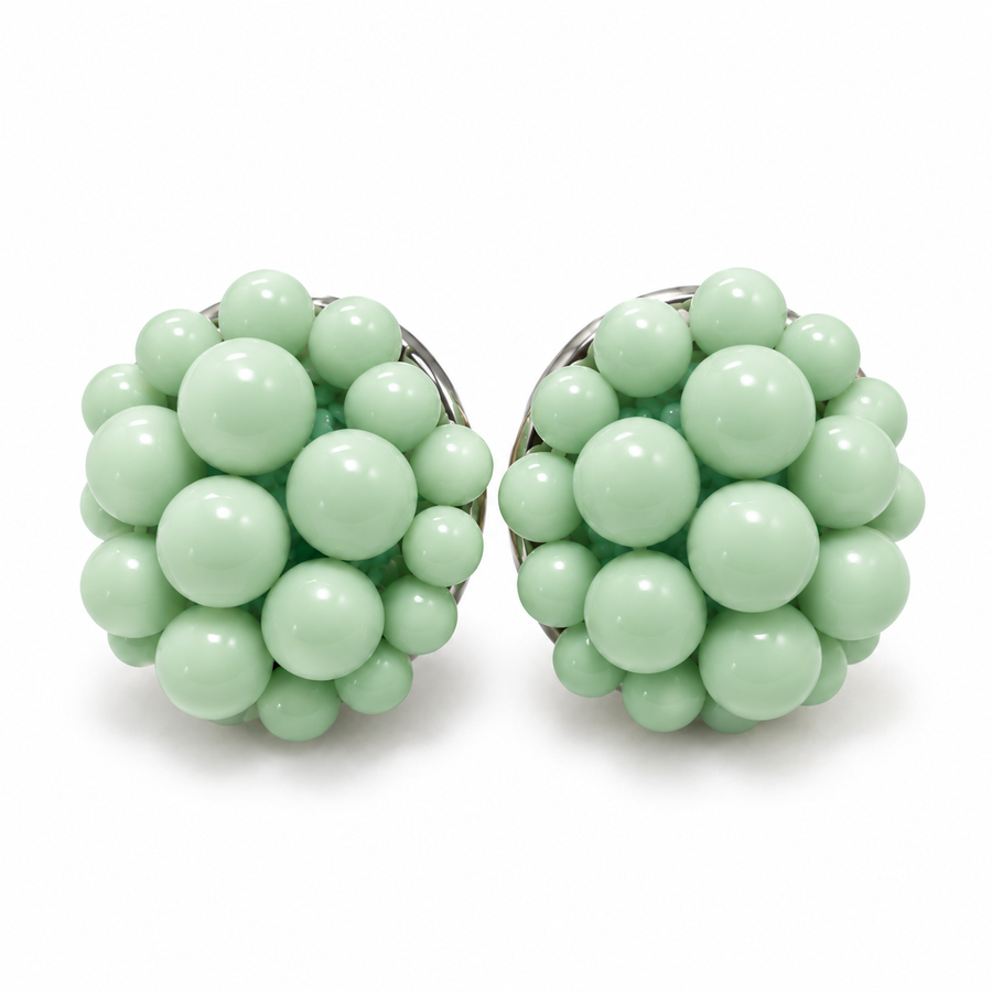The Jackie Ohhh So Retro Beaded Cluster Earrings in Seafoam Green