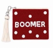 Hand Beaded Pearl Gameday Custom Coin Purse | Polka Dot