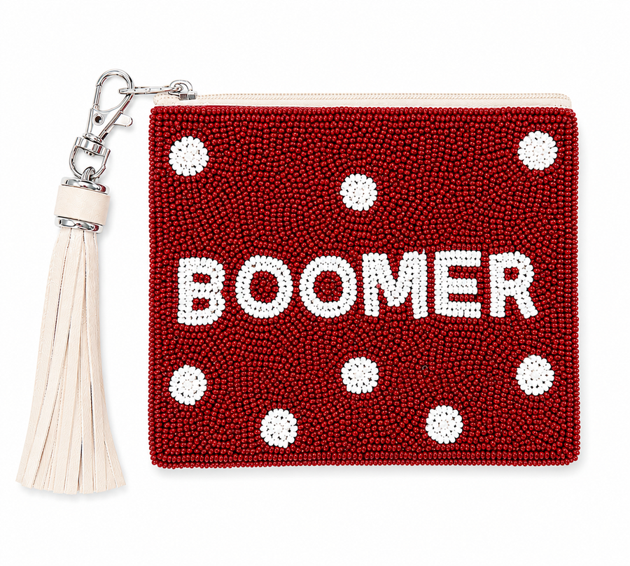 Hand Beaded Pearl Gameday Custom Coin Purse | Polka Dot