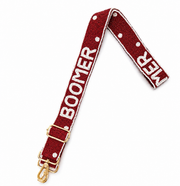 Hand Beaded OU Sooners Gameday Strap – Adjustable Bag Strap, Crimson Beaded Purse Strap for Oklahoma Football Fans, Game Day Accessories - Red Polka Dot