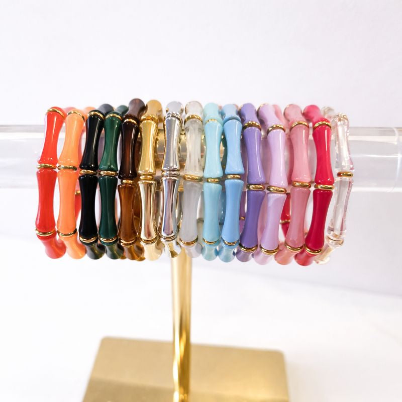 Thin Bridgette Bangle Grand Millennial Bracelet- Stretchy Bangle Gold I Silver I One Size I Stack I Clear Lucite