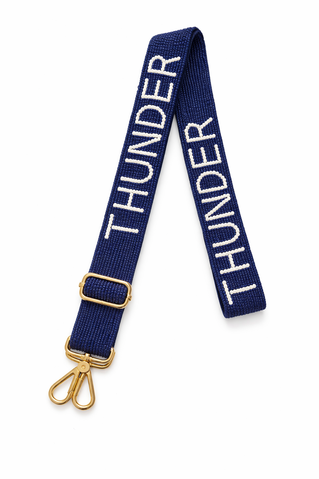 Hand Beaded OKC Thunder Gameday Strap – Adjustable Bag Strap, Blue Beaded Purse Strap for Basketball Fans, Game Day Accessories - Pearls