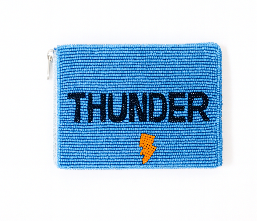 Handmade Beaded Gameday Custom Coin Purse | Bag for Clear Stadium Bags | Okc Thunder | 405 Local Original | Oklahoma