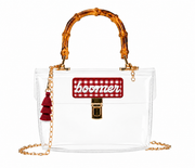The Perfect Clear Bamboo Handle Gameday Bag + Exclusive Patch - Gingham