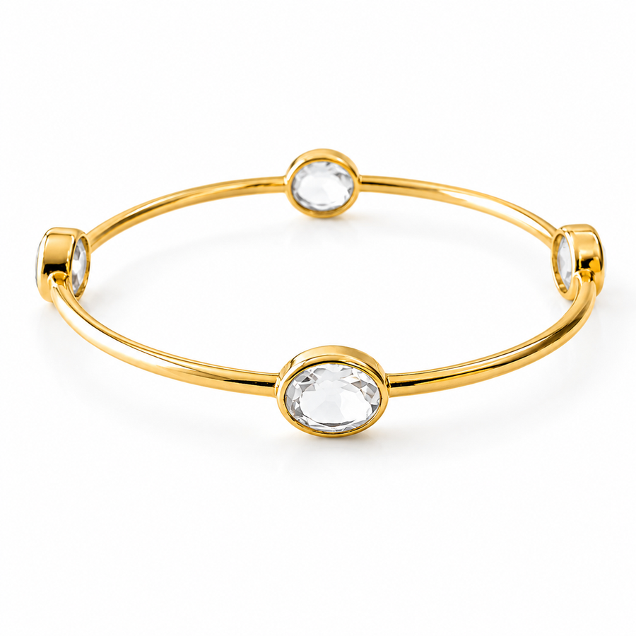 Brushed Gold Gemstone Bangle