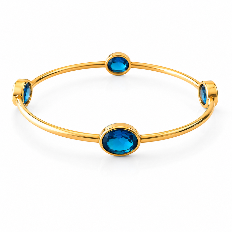 Brushed Gold Gemstone Bangle