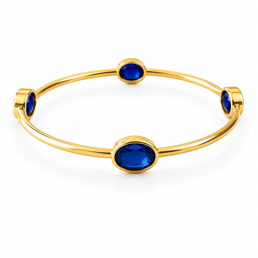Brushed Gold Gemstone Bangle