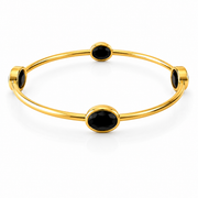 Brushed Gold Gemstone Bangle