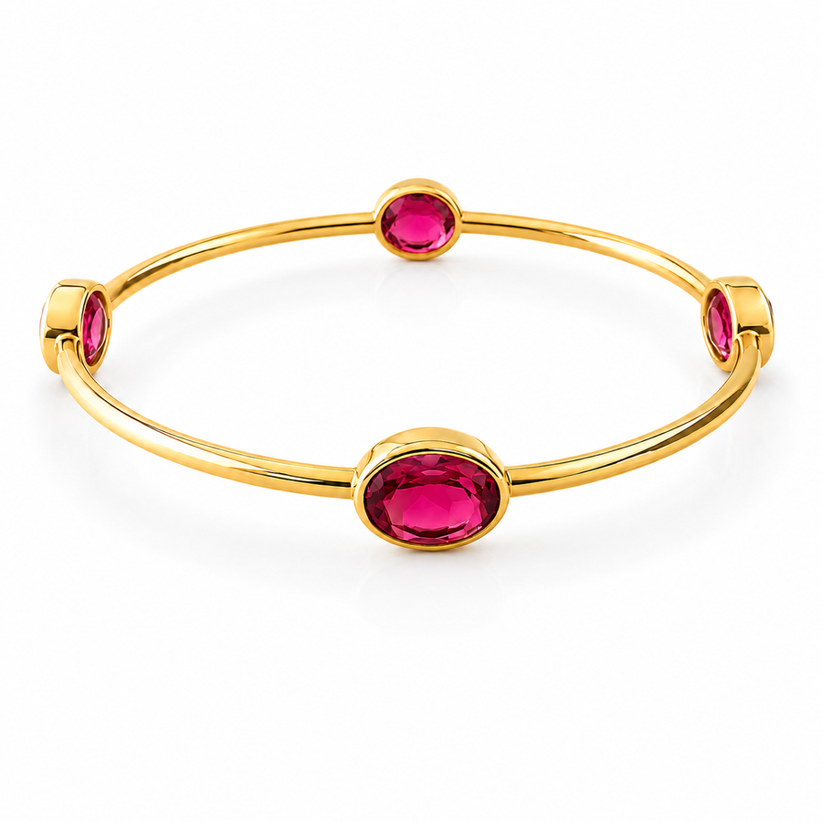 Brushed Gold Gemstone Bangle