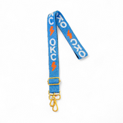 Hand Beaded OKC Thunder Gameday Strap – Adjustable Bag Strap, Blue Beaded Purse Strap for Basketball Fans, Game Day Accessories - Bright Bolt PREORDER SHIPS APPROX 6/29