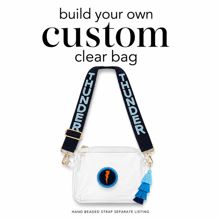BUILD YOU OWN UNIQUE CUSTOM GAMEDAY CLEAR BAG WITH BOLT PATCH