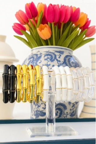 The Thick Bridgette Bamboo Stretchy Bracelet in Gold