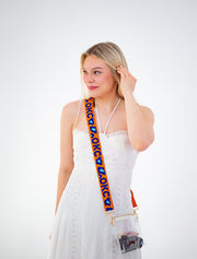 Hand Beaded OKC Thunder Gameday Strap – Adjustable Bag Strap, Blue Beaded Purse Strap for Basketball Fans, Game Day Accessories - Leopard