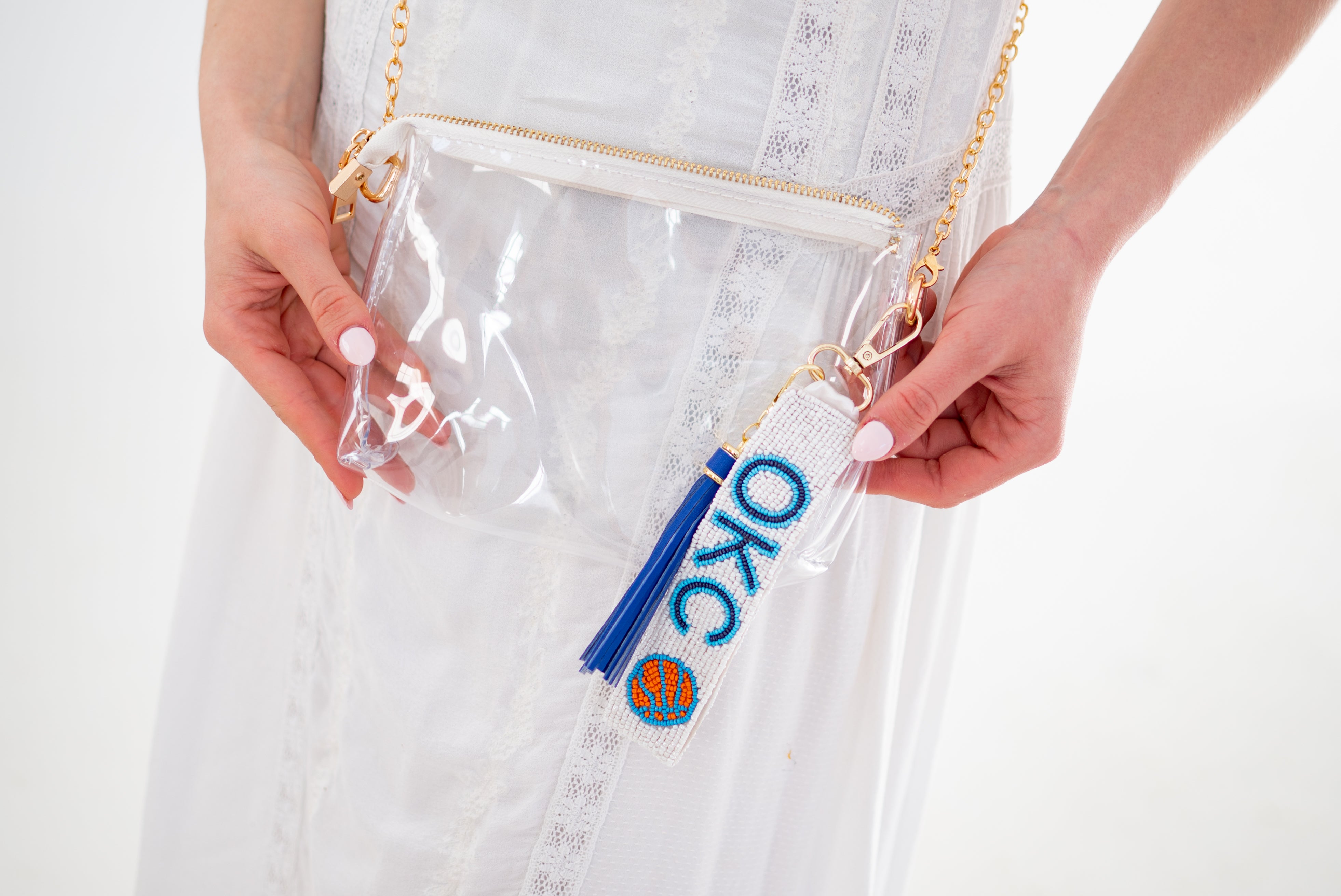 OKC Thunder Gameday Beaded Keychain Purse Charm I Handmade Basketball I Sequin Keyring