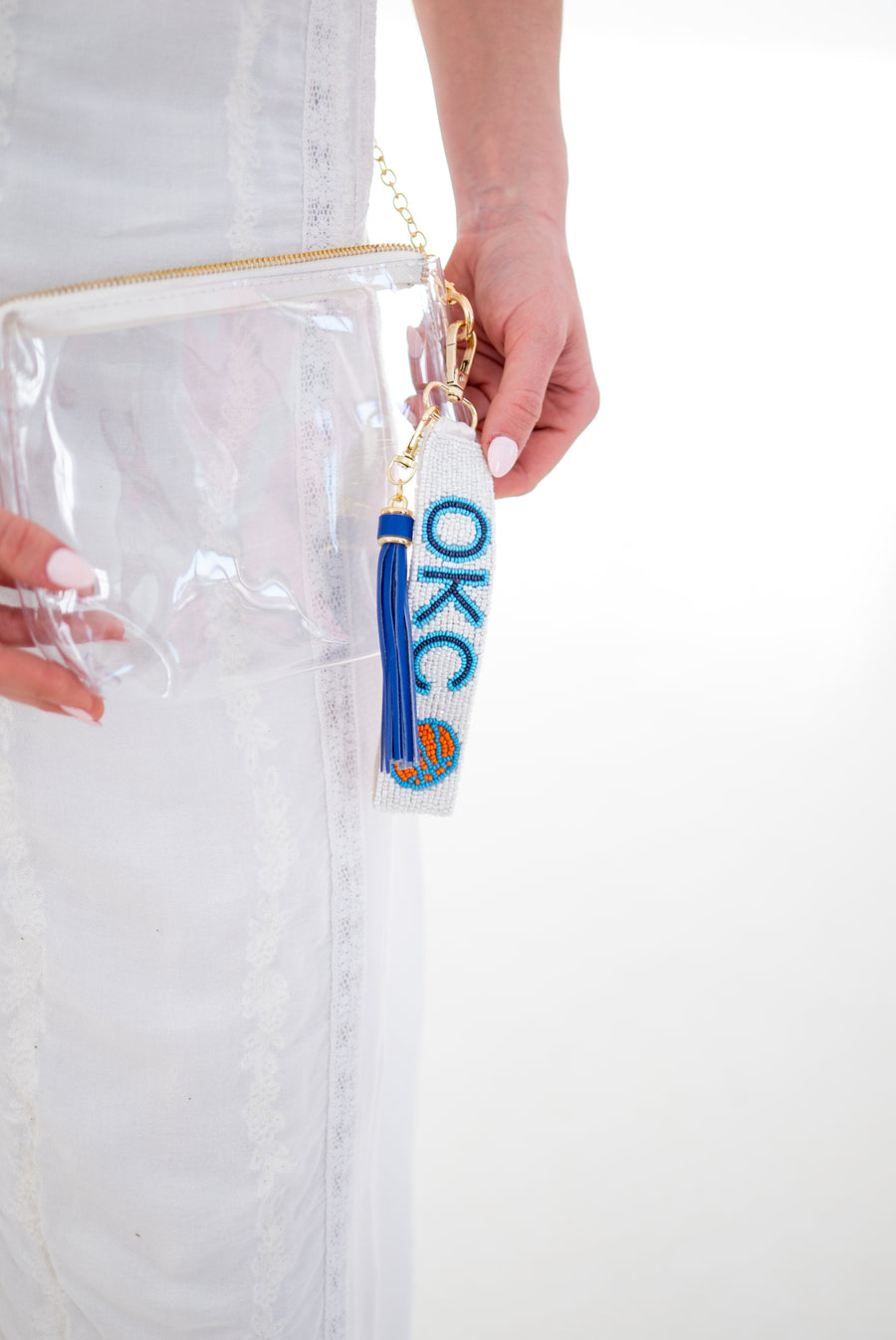 OKC Thunder Gameday Beaded Keychain Purse Charm I Handmade Basketball I Sequin Keyring