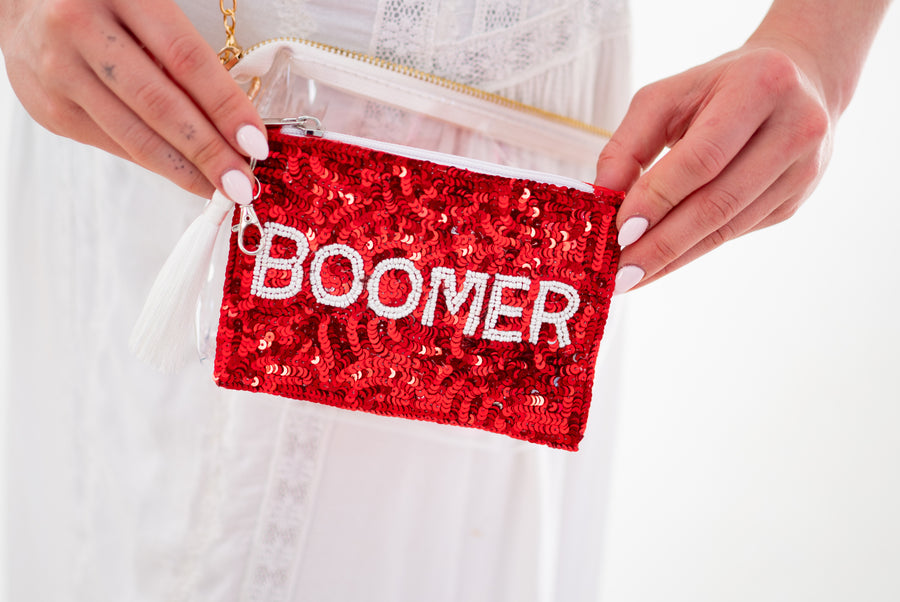 Handmade Beaded Gameday Custom Coin Purse | Bag for Clear Stadium Bags | Oklahoma Sooners | Boomer | 405 Local Original | OU