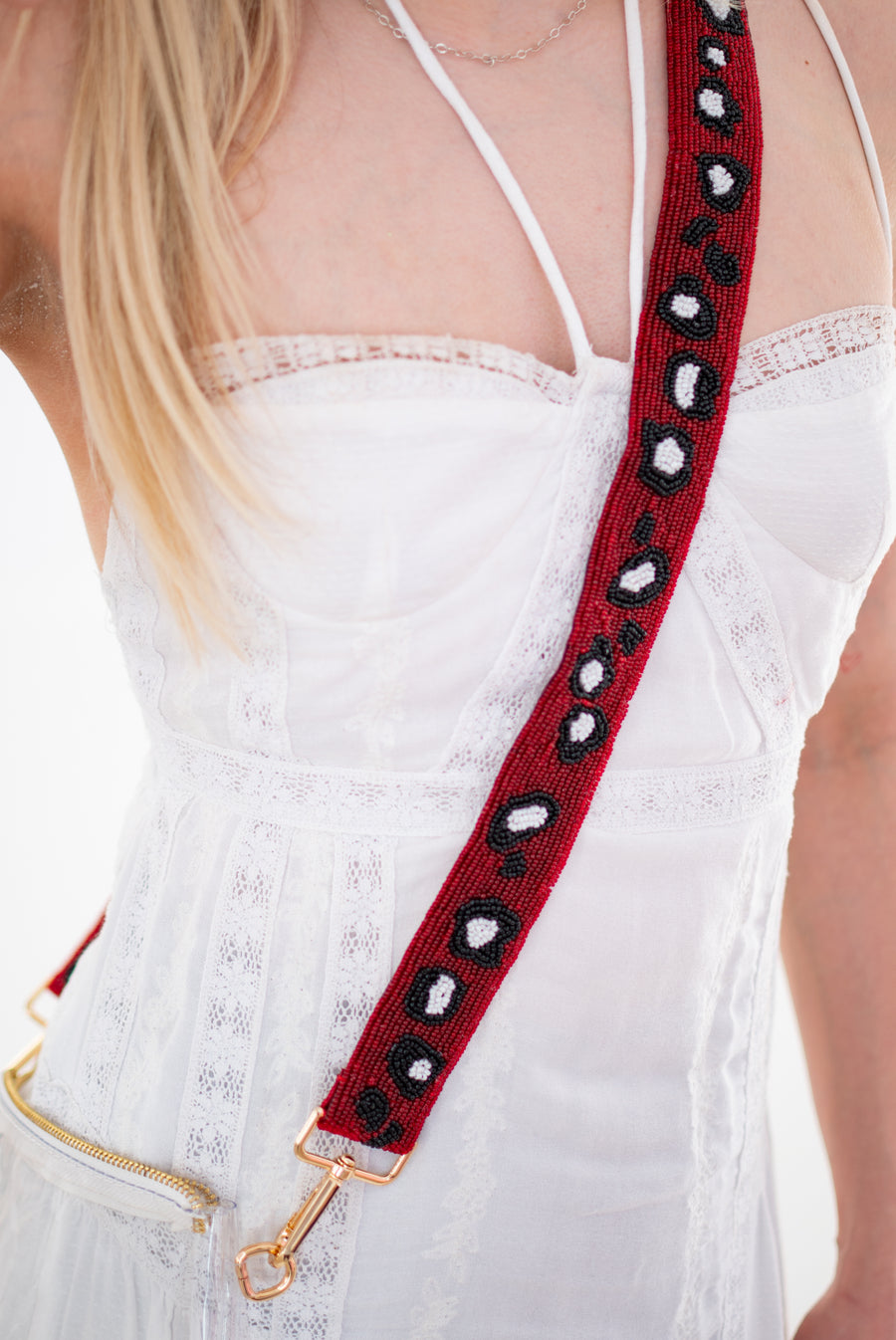 Handmade Beaded Leopard Gameday Custom Purse Strap | Bag for Clear Stadium Bags | Oklahoma Sooners | Boomer | OU I Bama