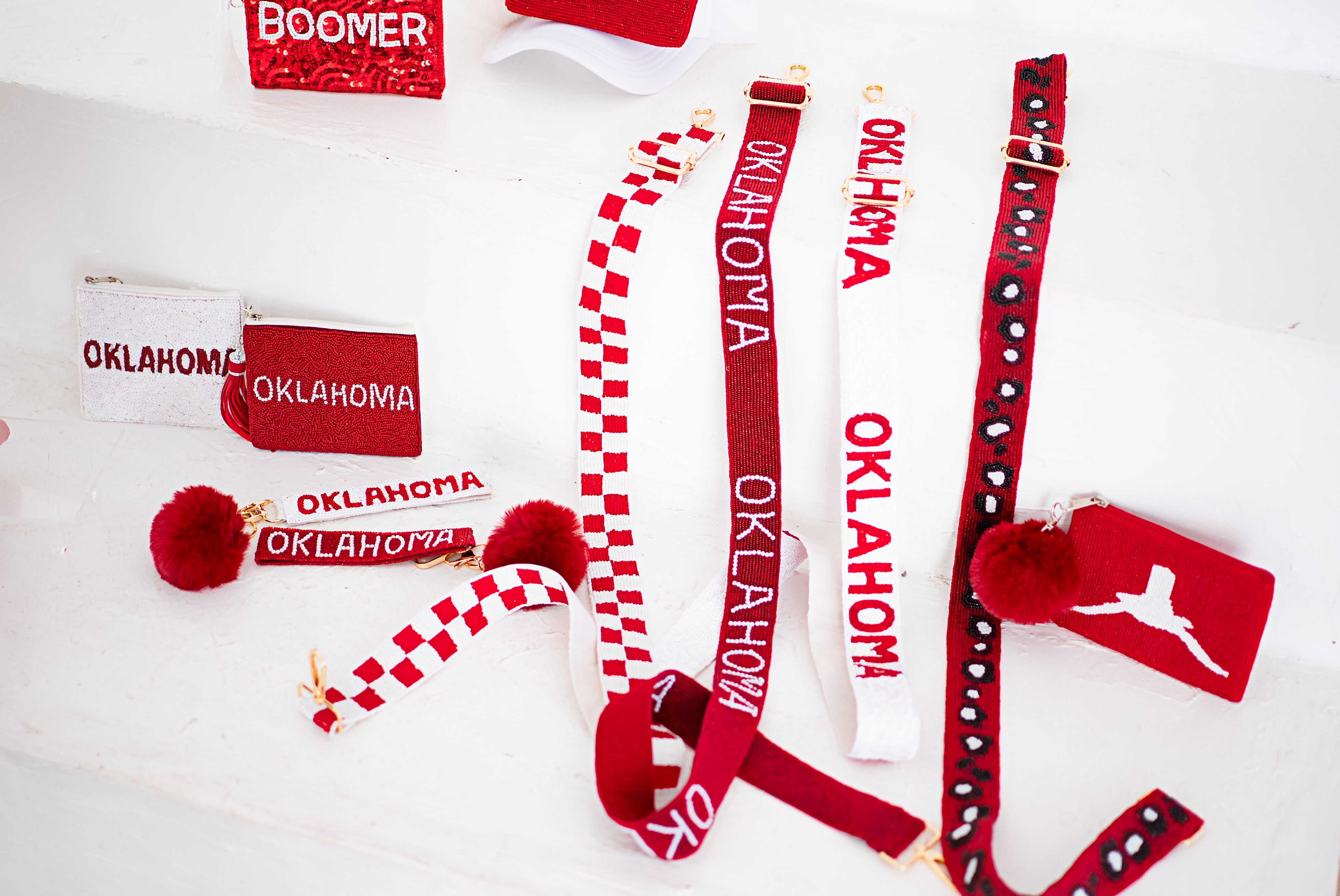 Handmade Beaded Leopard Gameday Custom Purse Strap | Bag for Clear Stadium Bags | Oklahoma Sooners | Boomer | OU I Bama