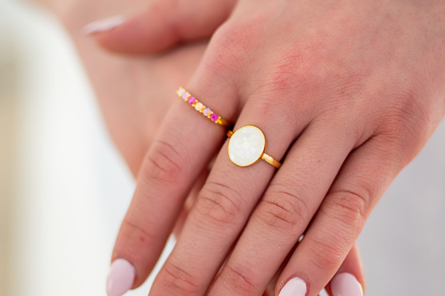 The Piper Gradient Pink Ombre Opal Ring - Adjustable