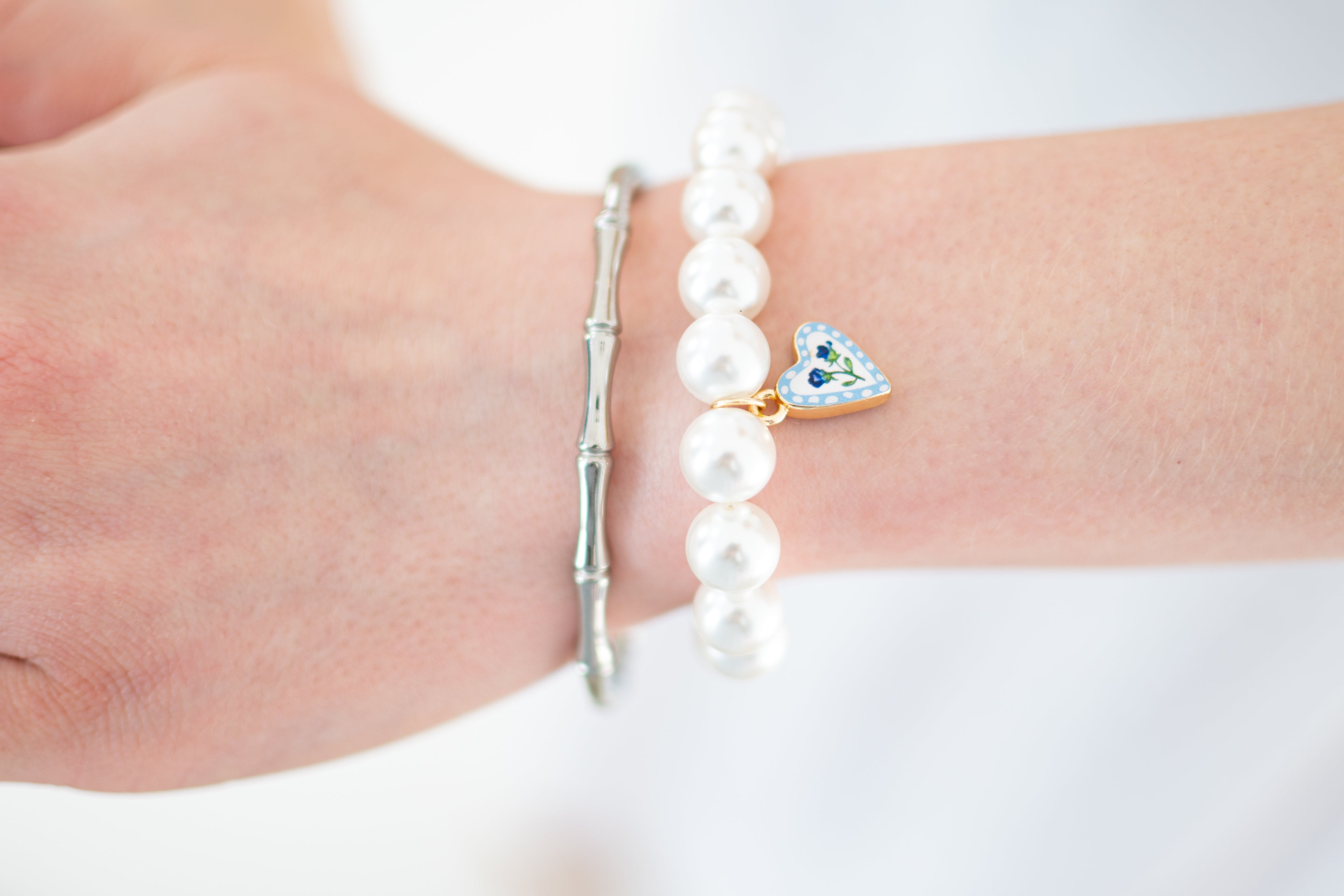 Bamboo Enamel Clasp Bracelets I Grand Millennial I Chic Stacking Bracelets