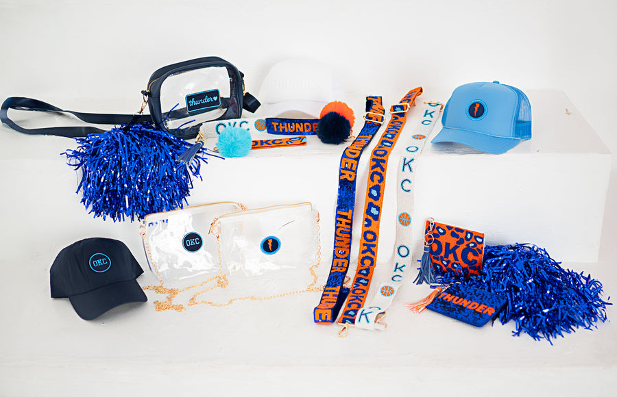 Handmade Beaded Gameday Custom Coin Purse | Bag for Clear Stadium Bags | OKC Thunder | 405 Local Original | Oklahoma I Leopard