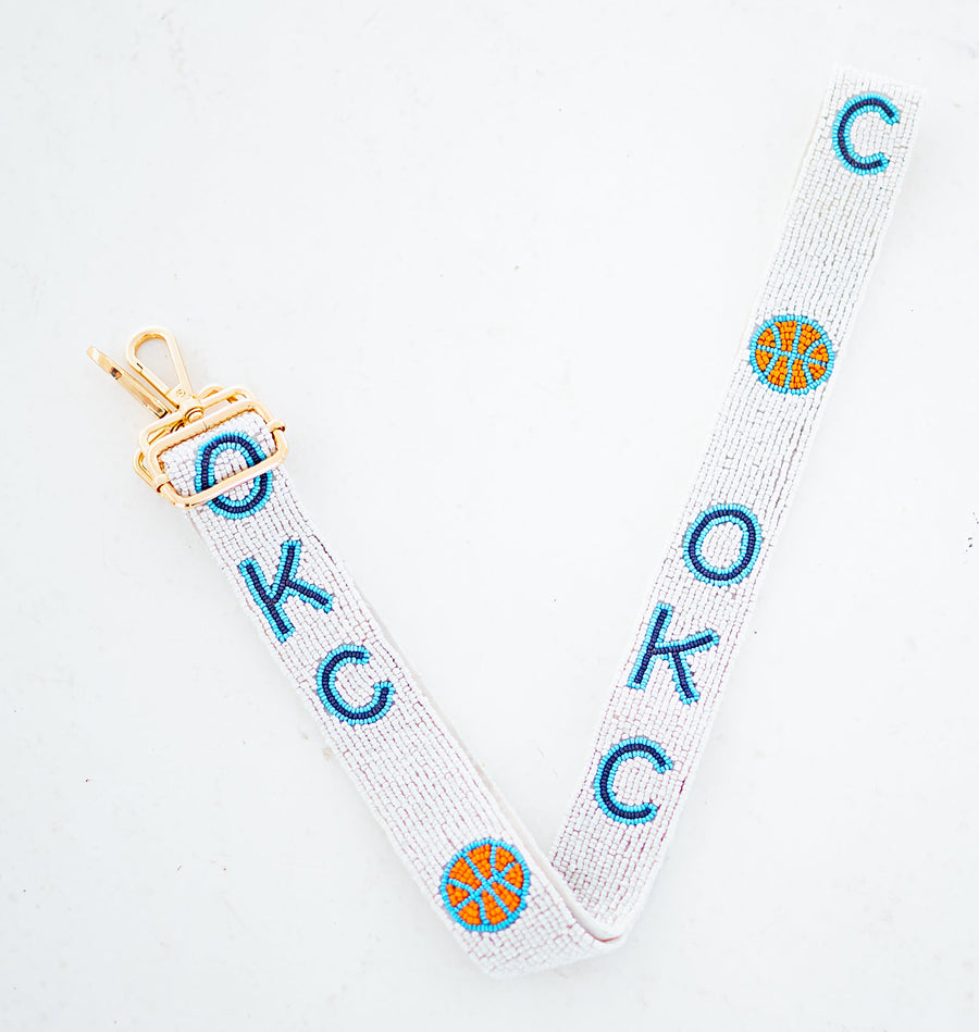 Hand Beaded OKC Thunder Gameday Strap – Adjustable Bag Strap, Blue Beaded Purse Strap for Basketball Fans, Game Day Accessories - OKC BASKETBALL - SOLD OUT - PRE ORDER FOR NEXT SHIPMENT APPROX 3/5/26