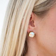 The Marisol Dichroic Round Statement Studs - Dichroic Glass