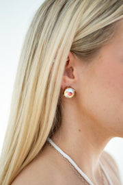 The Marisol Dichroic Round Statement Studs - Dichroic Glass