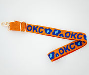 Hand Beaded OKC Thunder Gameday Strap – Adjustable Bag Strap, Blue Beaded Purse Strap for Basketball Fans, Game Day Accessories - Leopard