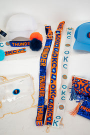 Hand Beaded OKC Thunder Gameday Strap – Adjustable Bag Strap, Blue Beaded Purse Strap for Basketball Fans, Game Day Accessories - SEQUINS