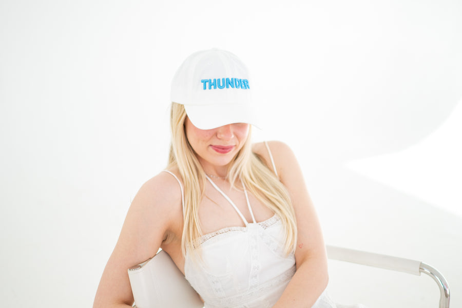 OKC Thunder Hat – White Dad Hat | Game Day Embroidered Baseball Hat | OKC Fan Gear | Spirit Accessories