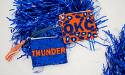 Handmade Beaded Gameday Custom Coin Purse | Bag for Clear Stadium Bags | OKC Thunder | 405 Local Original | Oklahoma I Leopard